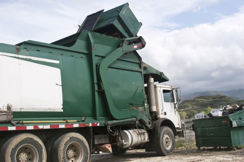 Stacks of construction debris ready for removal